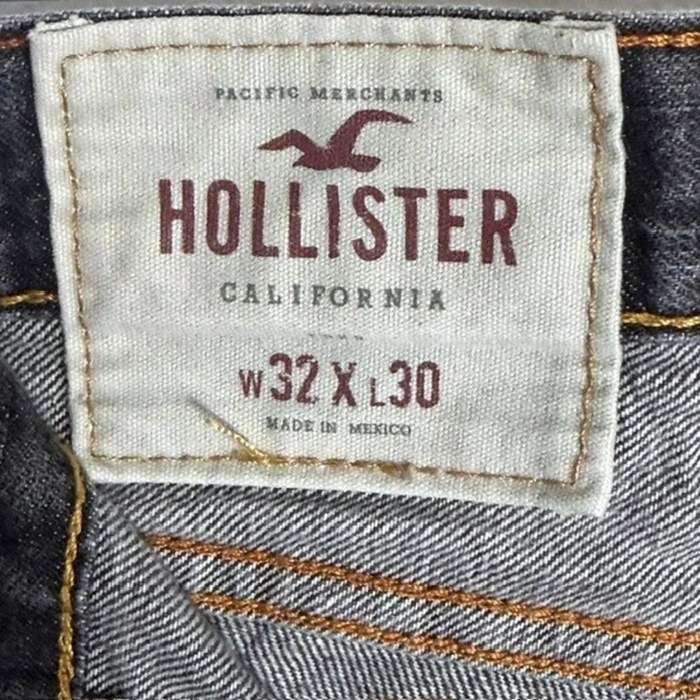 Hollister‎ Slim Straight Jeans Mens 32x30 Charcoal Gray Button Fly Denim Pants
